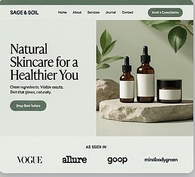 Fern & Root Skin website example